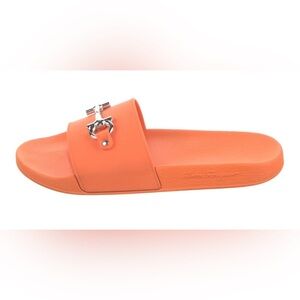 Salvatore Ferragamo Groove 11 Gancini Slides Sandals Satsuma